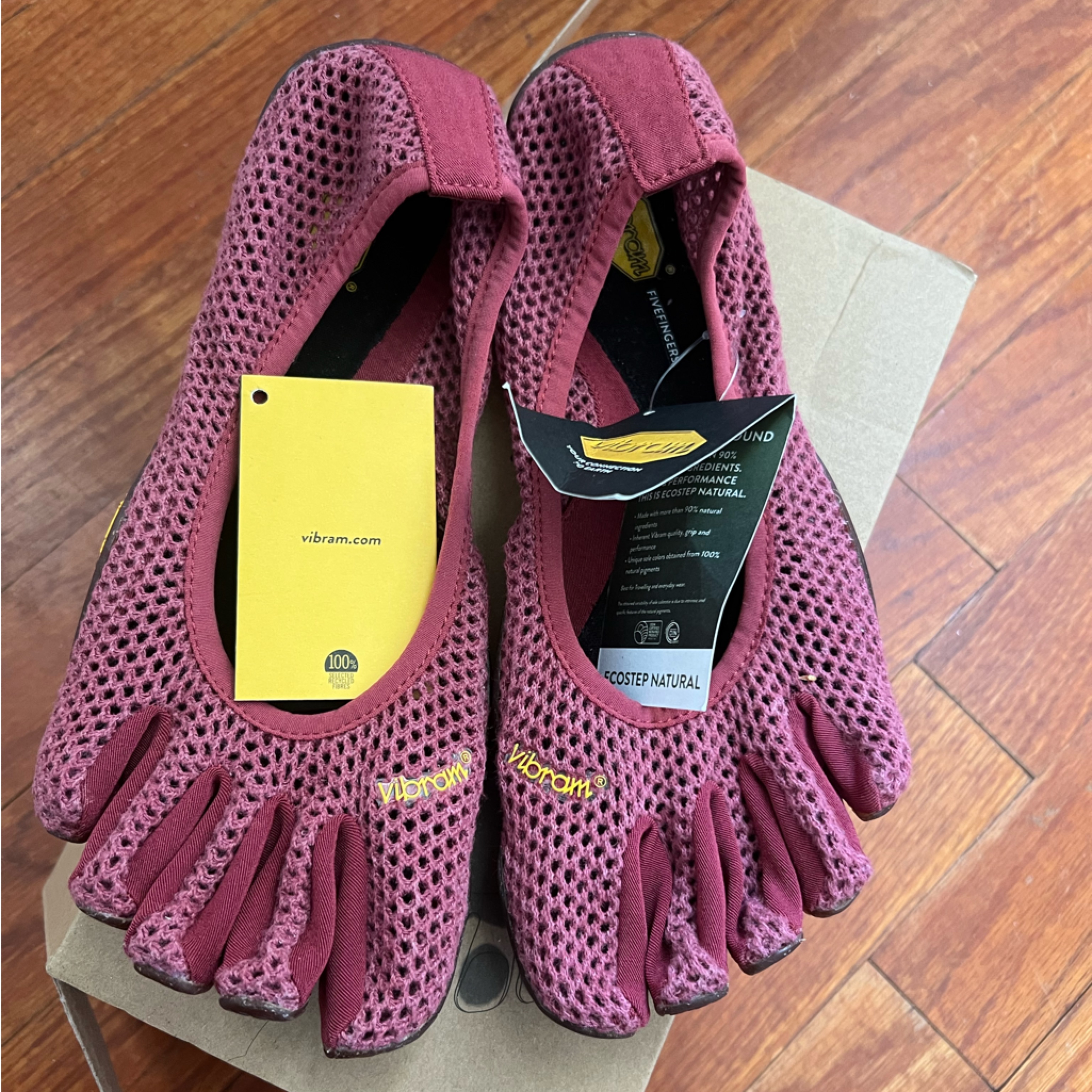 Brand New Authentic Vibram Vi-B Eco Fivefingers Mesh Toe Shoes - Burgundy/Pink
